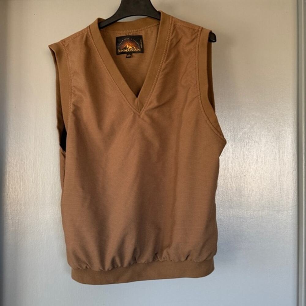 Sun Mountain Brown Houndstooth Pullover V-Neck Lined Mens Vest sz Large